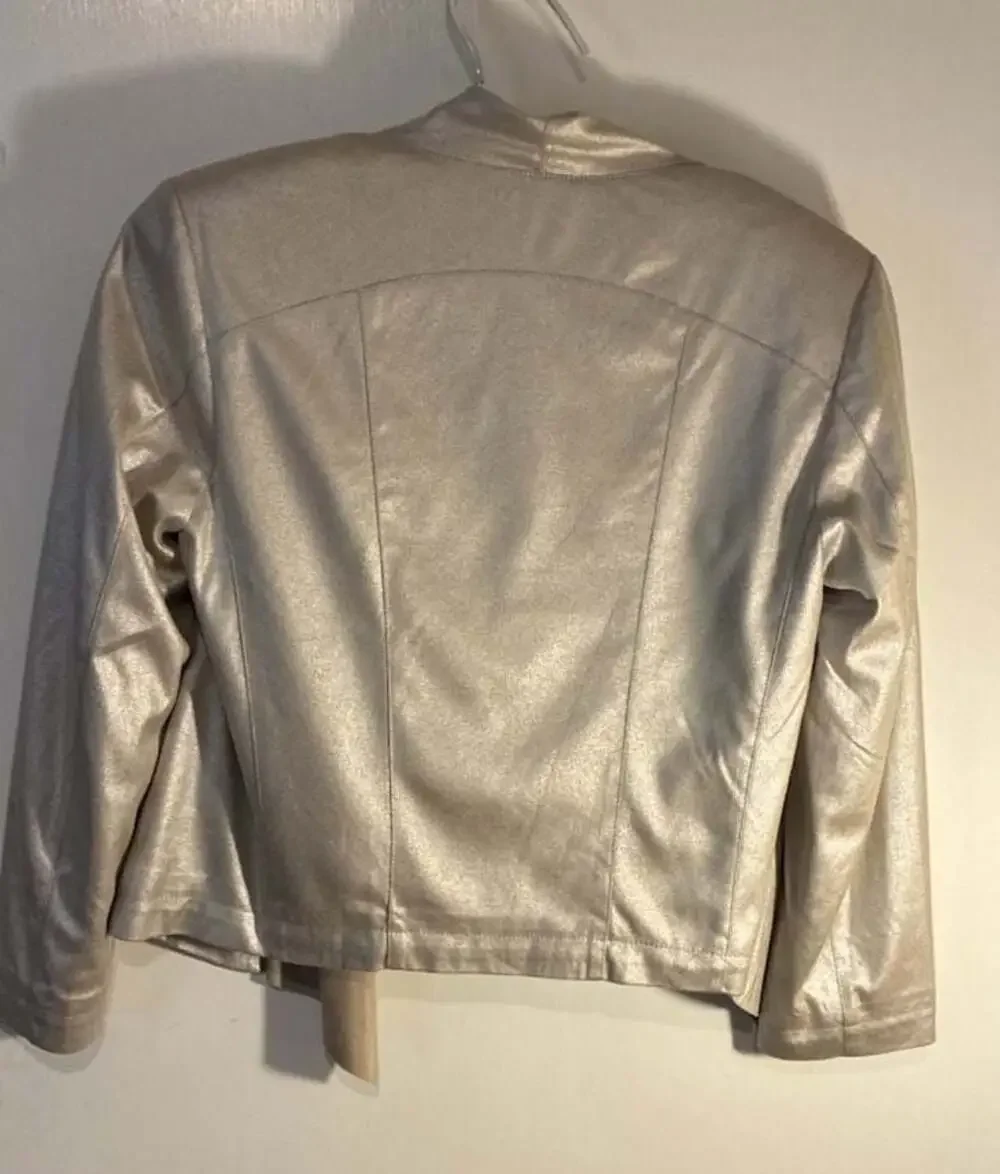 The Limited Metallic Gold Faux Leather Blazer Jacket, Size S